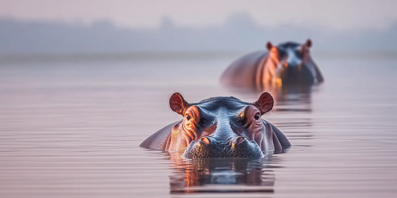 Hippos in Tranquil Waters