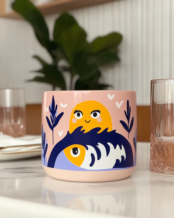 Decorative Ceramic Pot with Playful Design