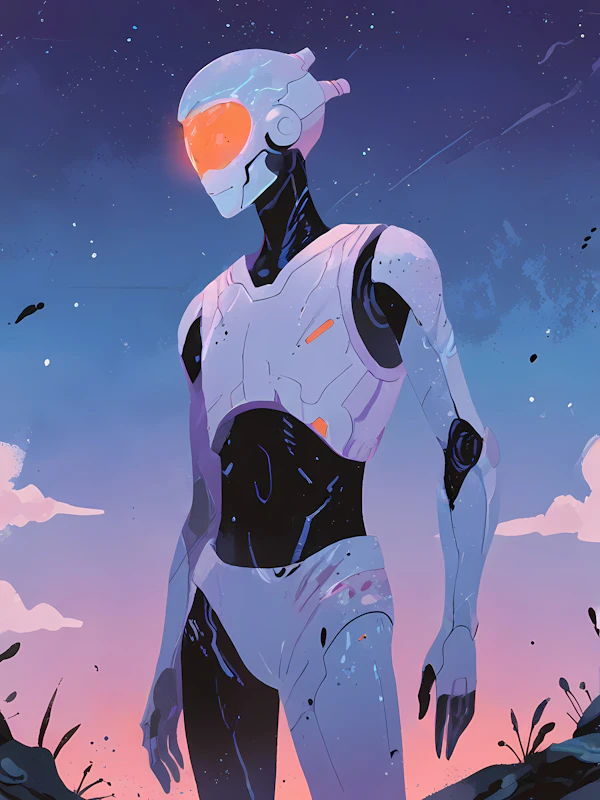 Futuristic Humanoid Robot at Twilight