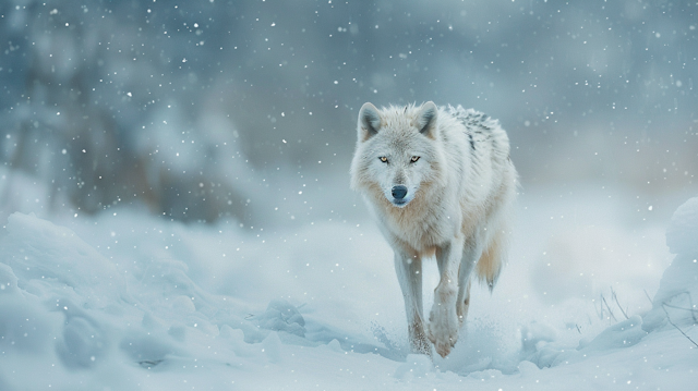 Solitary Winter Wolf