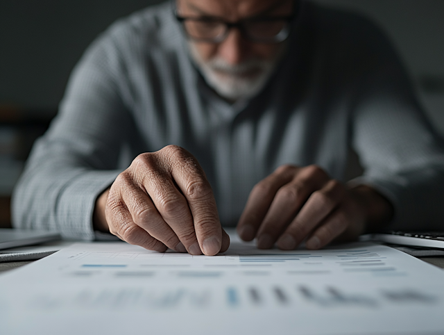 Man Focusing on Document