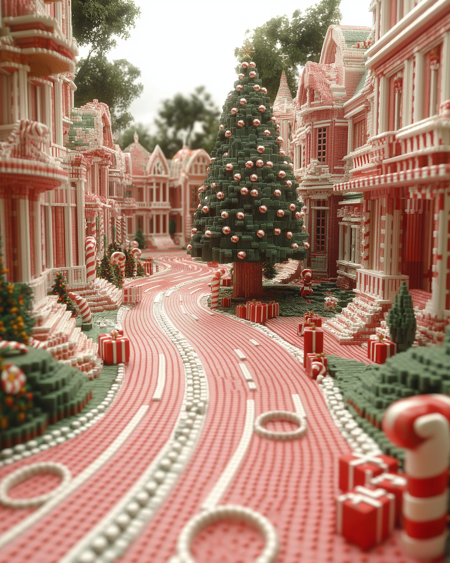 Festive LEGO Candy-Themed Street Scene