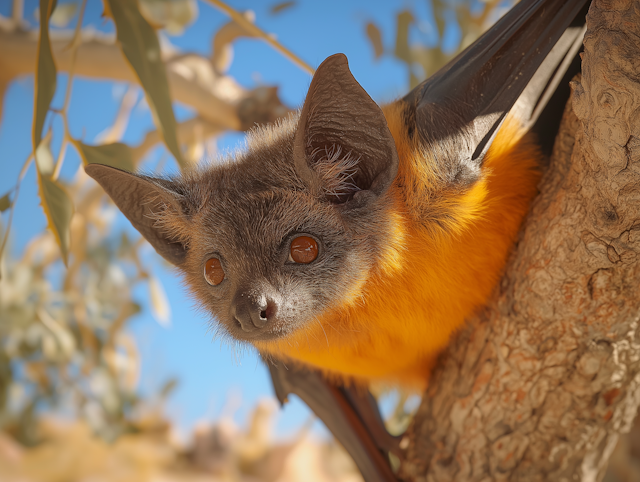 Close-up of a Bat with Striking Features