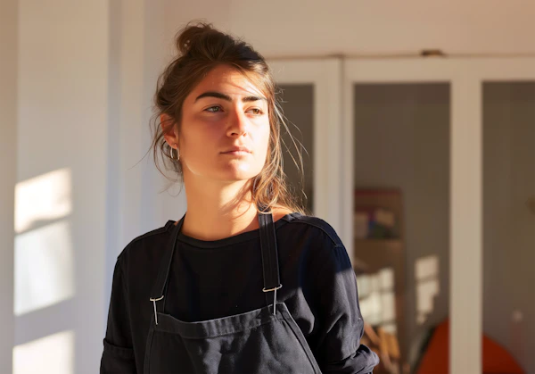 Contemplative Young Woman in Warm Light