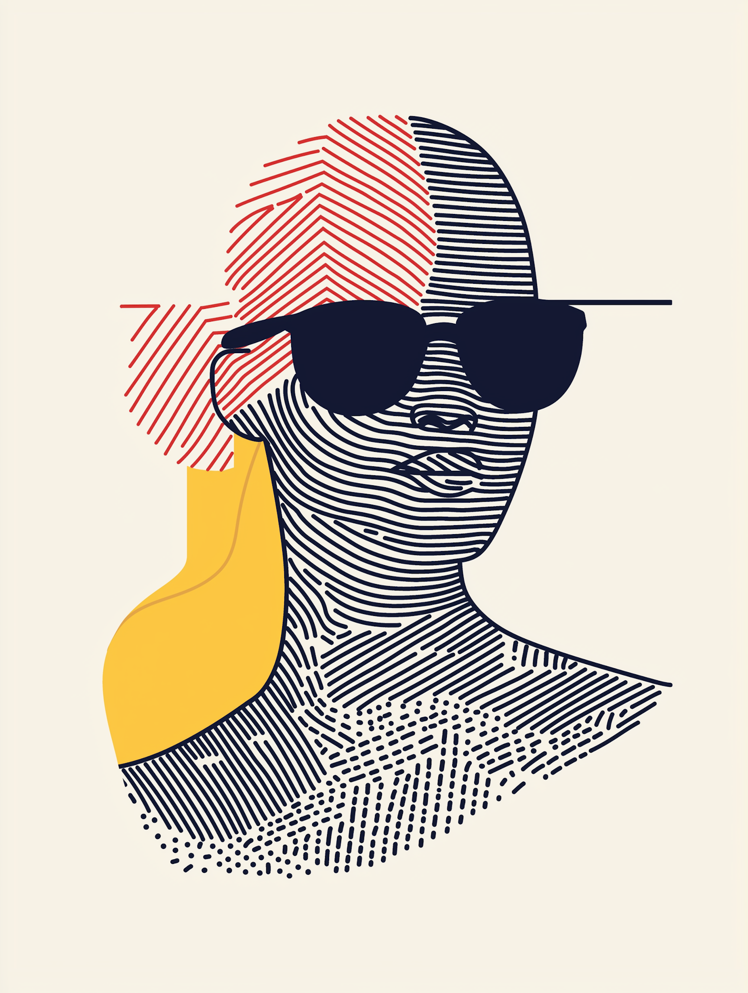 Stylized Portrait with Bold Patterns