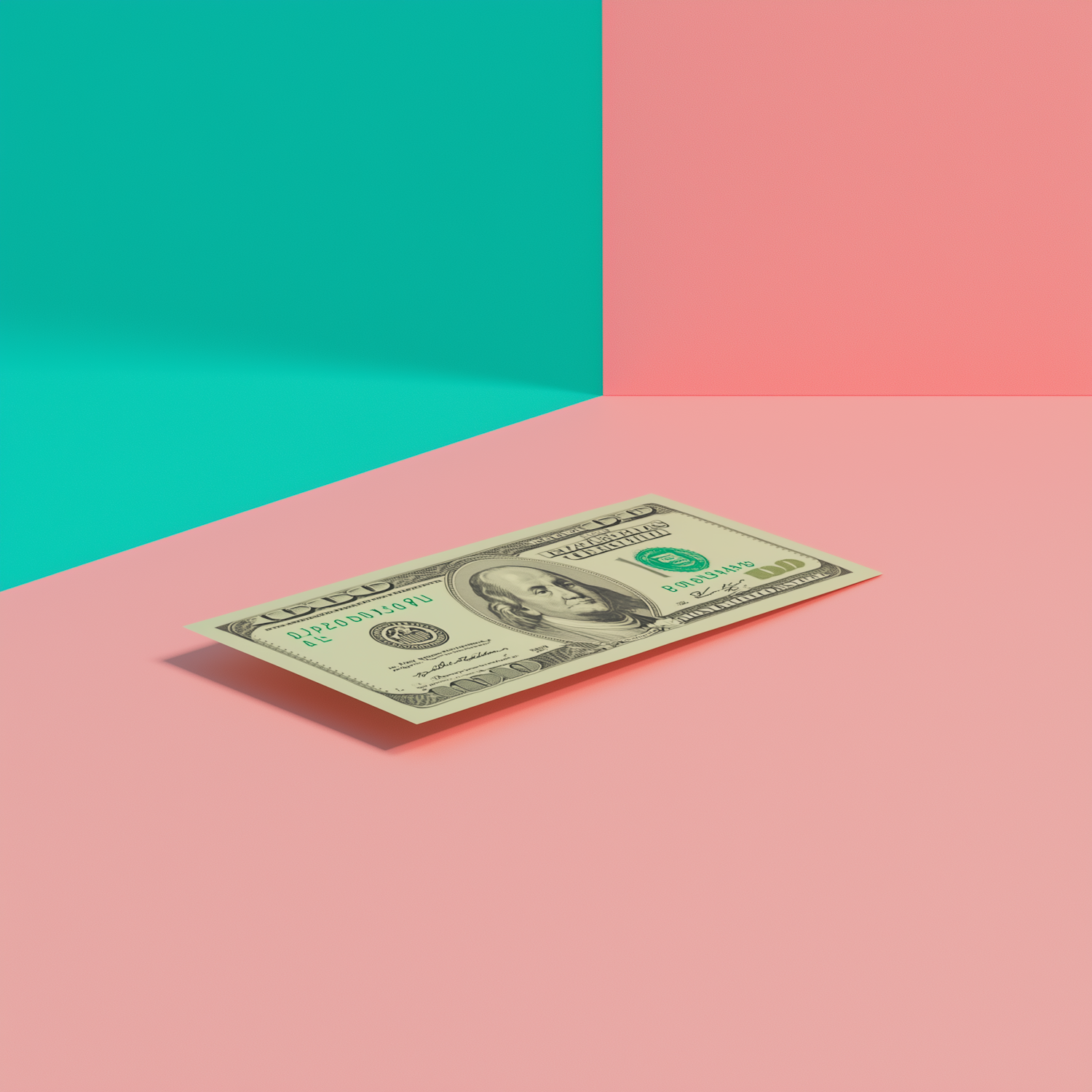 US Dollar Bill on Color Block Background