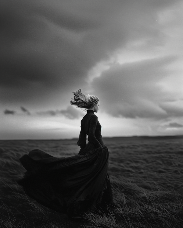 Woman Against Windy Skies