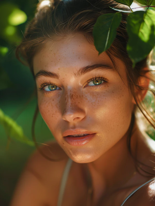 Portrait of a Young Woman Amidst Nature