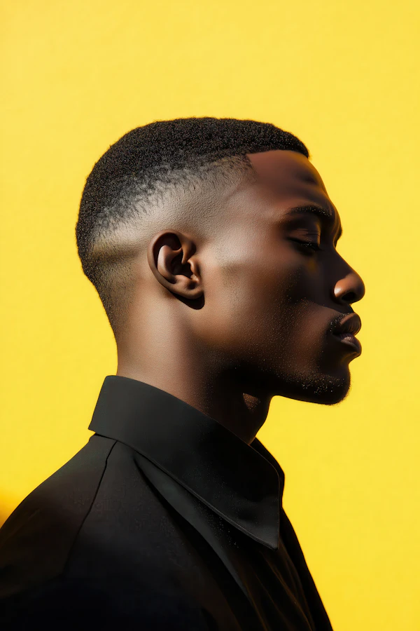 Profile Portrait Against Yellow Background