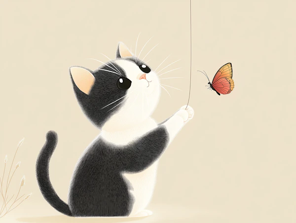 Kitten and Butterfly Art