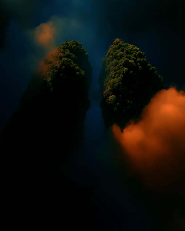 Misty Cliffs at Sunset