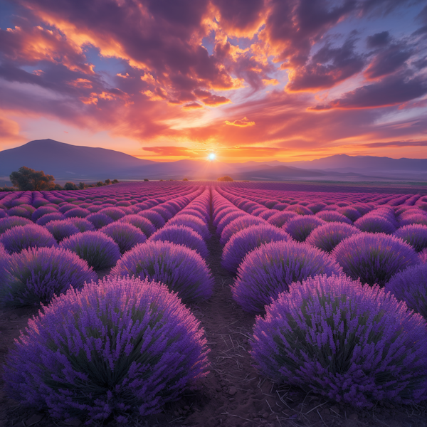 Lavender Field at Sunset