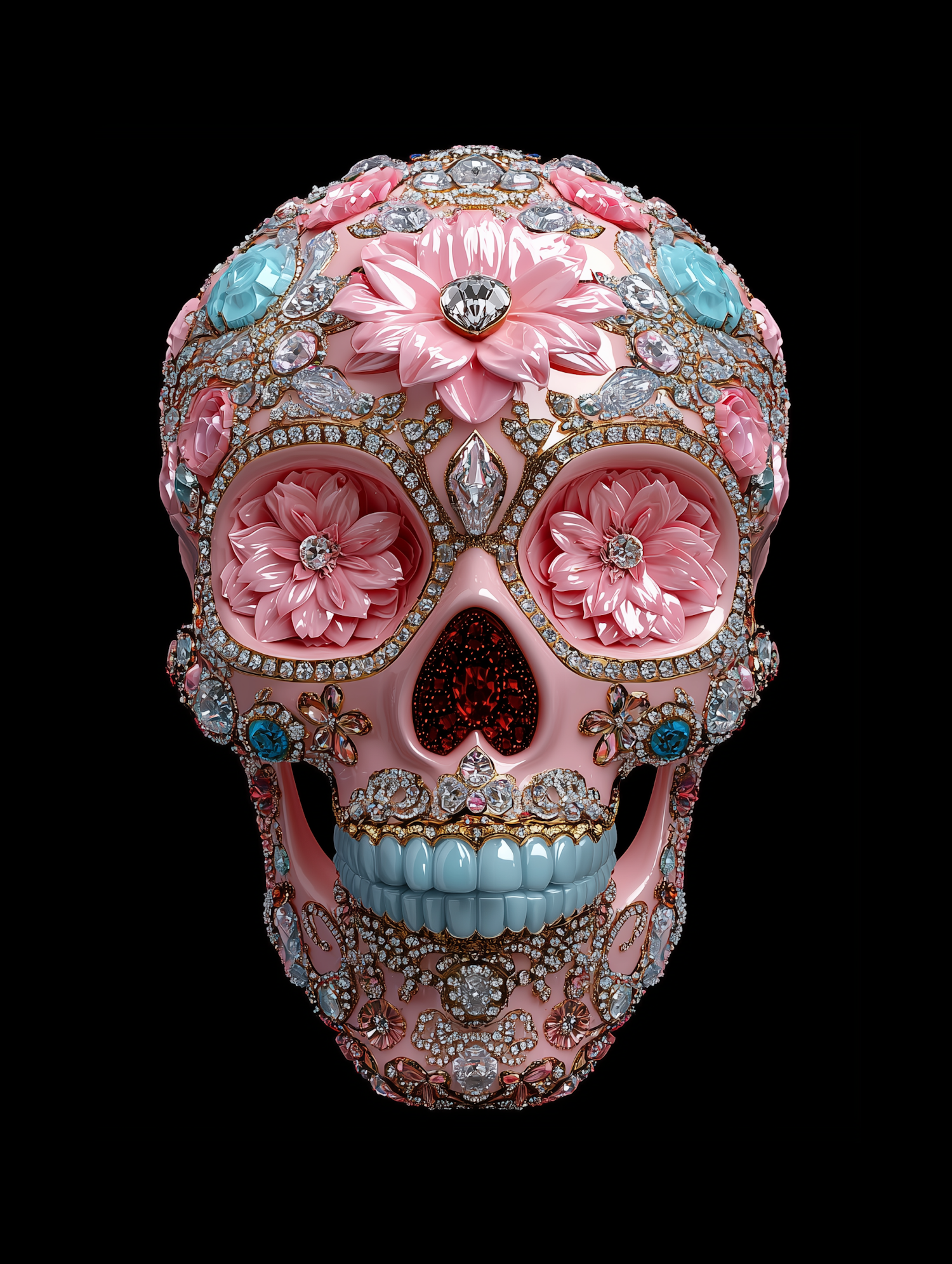 Ornate Jewel-Encrusted Skull