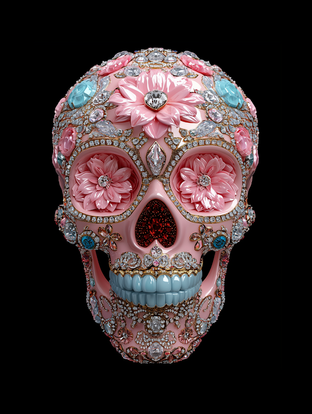 Ornate Jewel-Encrusted Skull