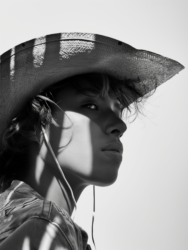 Contemplative Portrait in Black and White