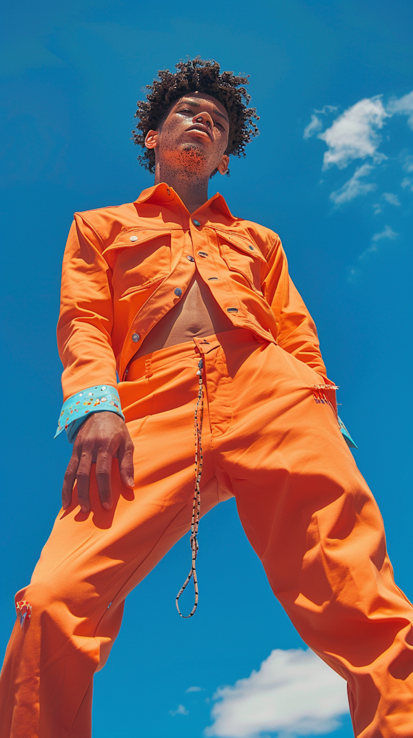 Fashion Portrait Against Blue Sky