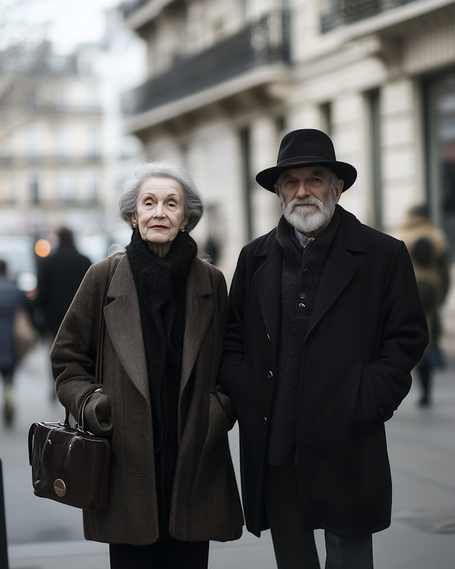 Elderly Couple on City Street