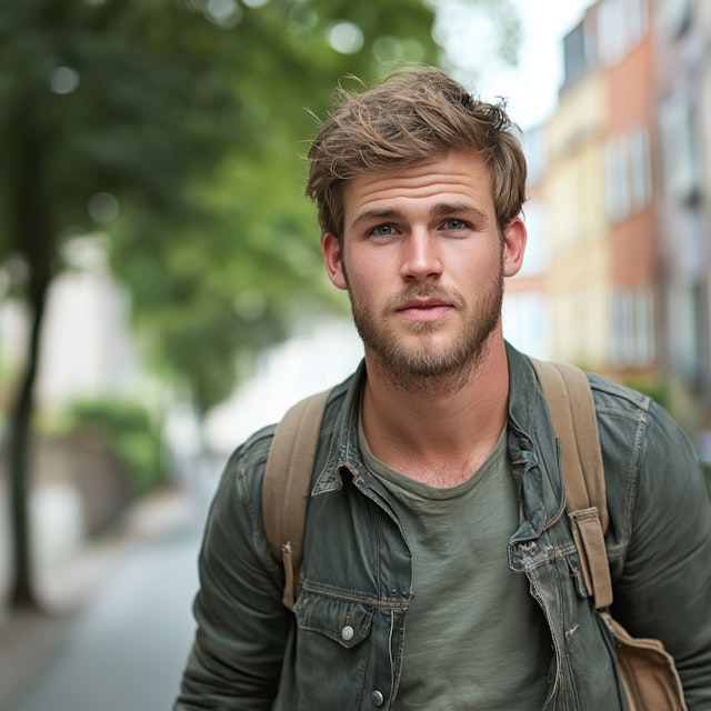 Rugged Young Man Outdoors