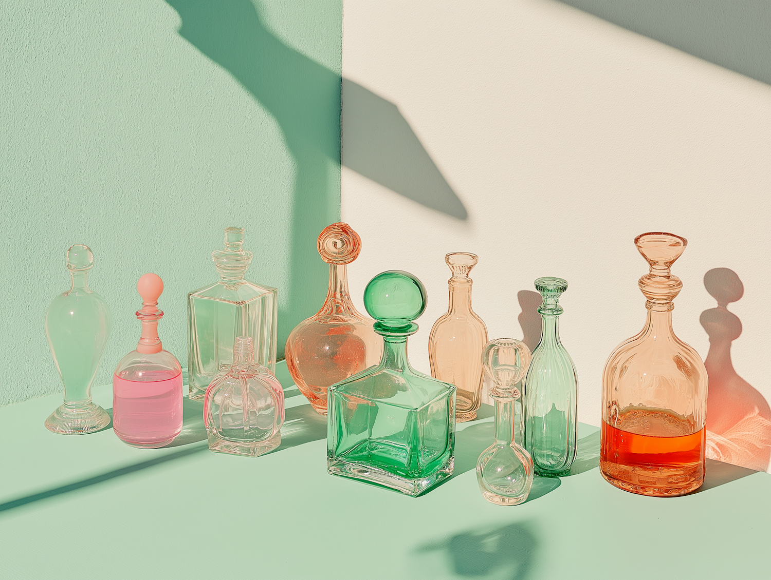 Elegant Glass Bottles Arrangement