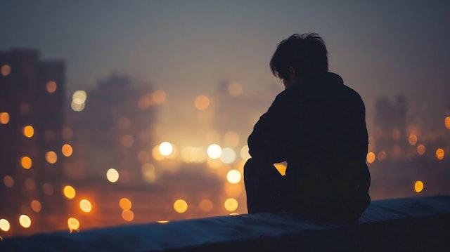 Contemplative Rooftop Solitude