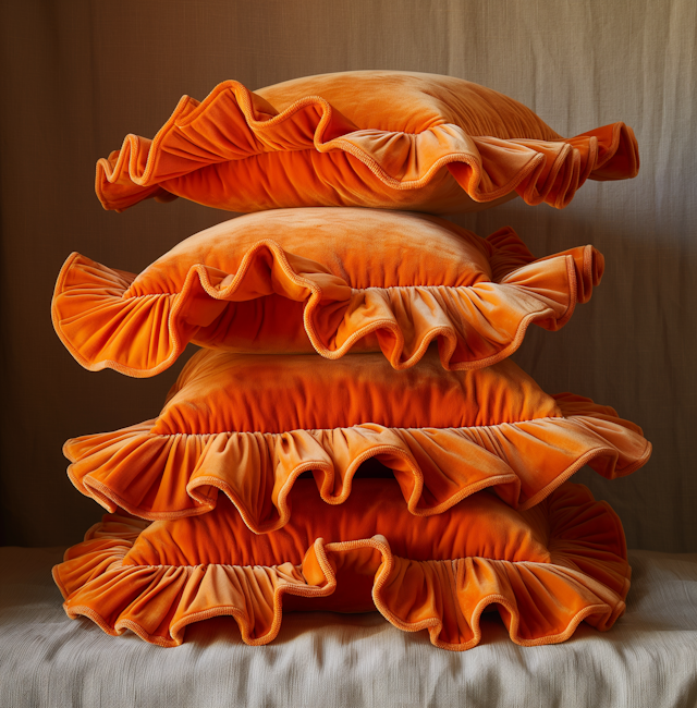 Vibrant Orange Ruffled Pillows