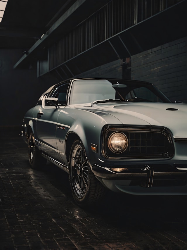 Classic Car in Dimly Lit Setting