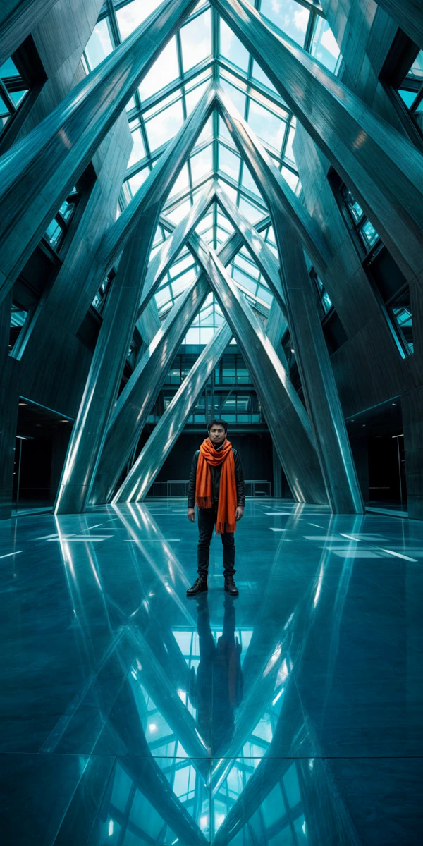 Futuristic Architectural Interior with Human Element