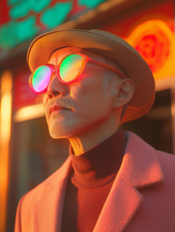 Stylish Man with Reflective Sunglasses