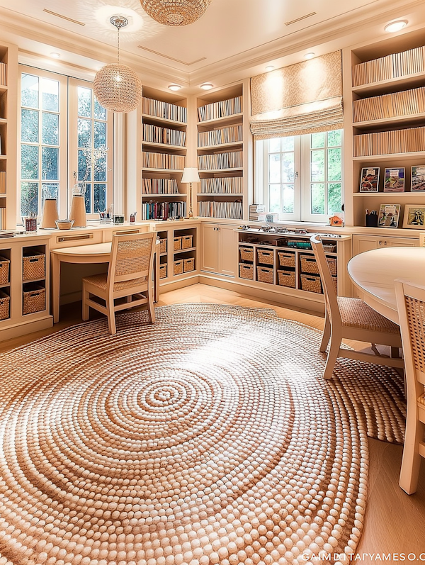 Luxurious Home Library Study Area