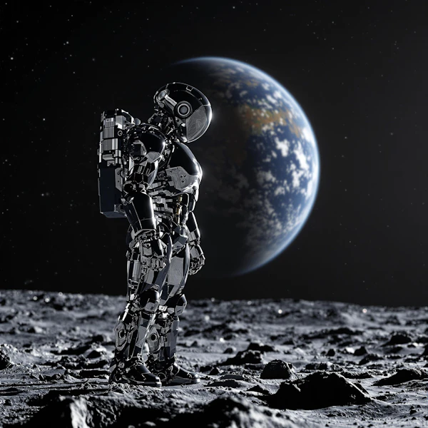 Futuristic Robot on Moon