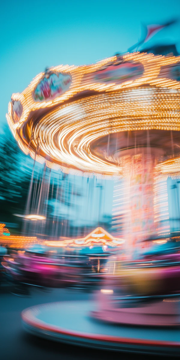 Spinning Carousel at Amusement Park