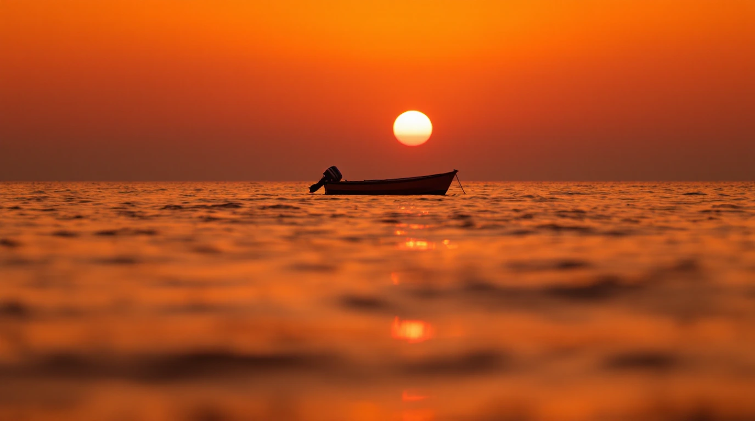 Serene Sunset Boat