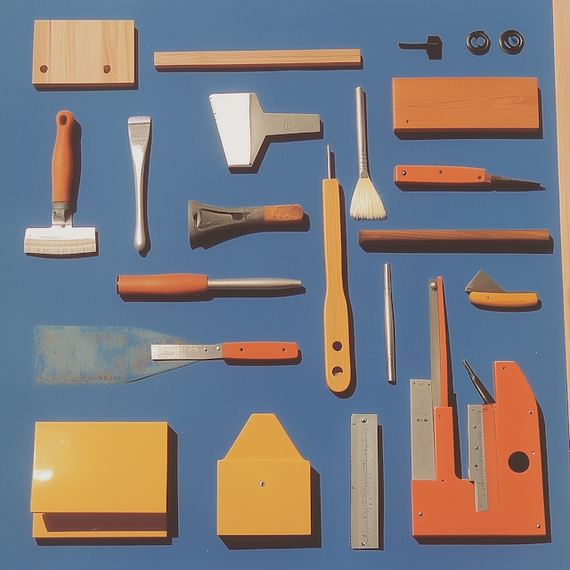 Assorted Tools on Blue Background