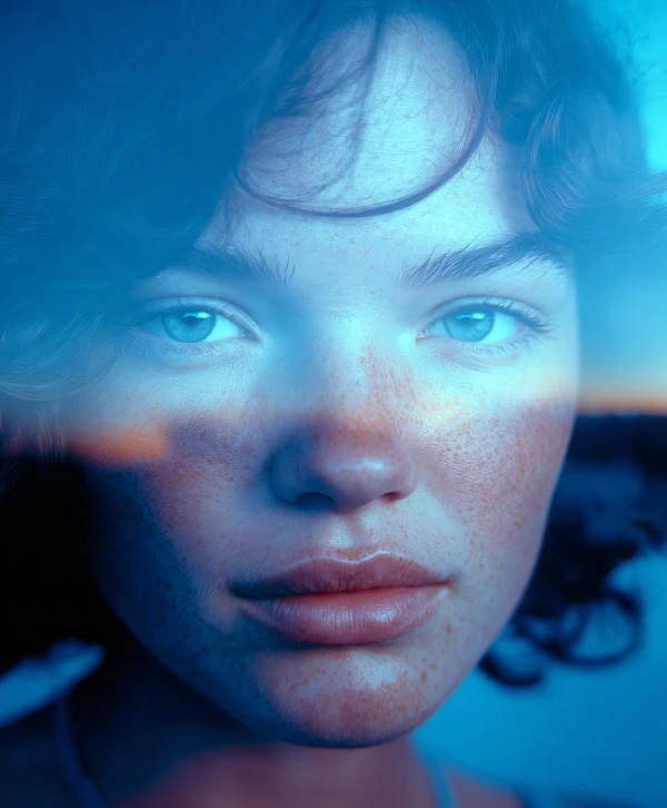 Serene Blue Portrait