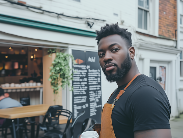 Man with Coffee Cup Outdoors