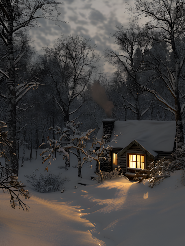 Serene Winter Cabin