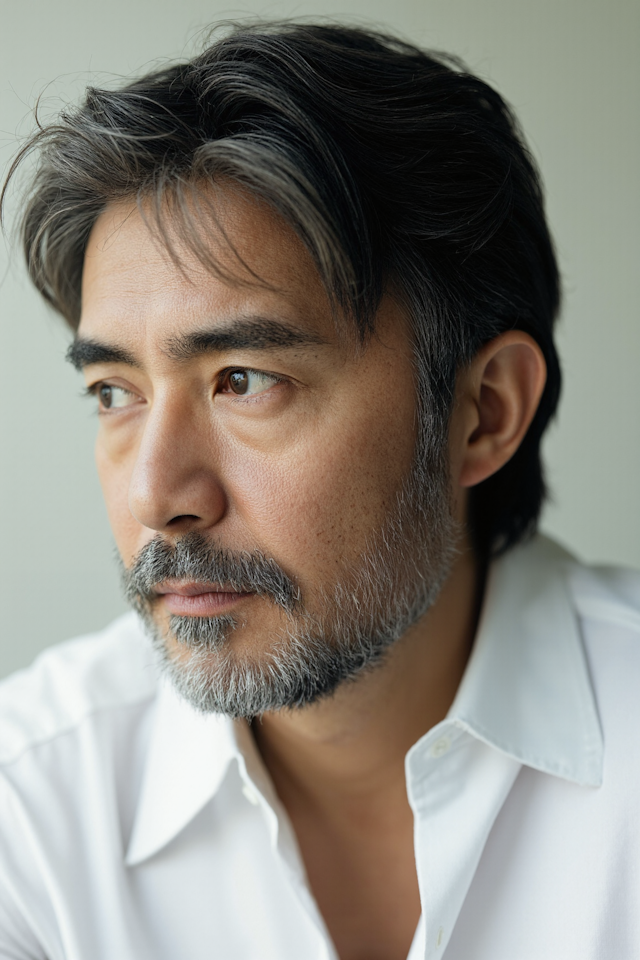 Contemplative Man with Salt-and-Pepper Hair