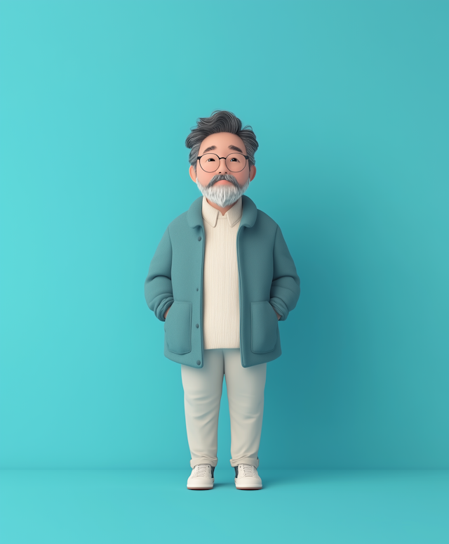 Friendly 3D-Rendered Elderly Man