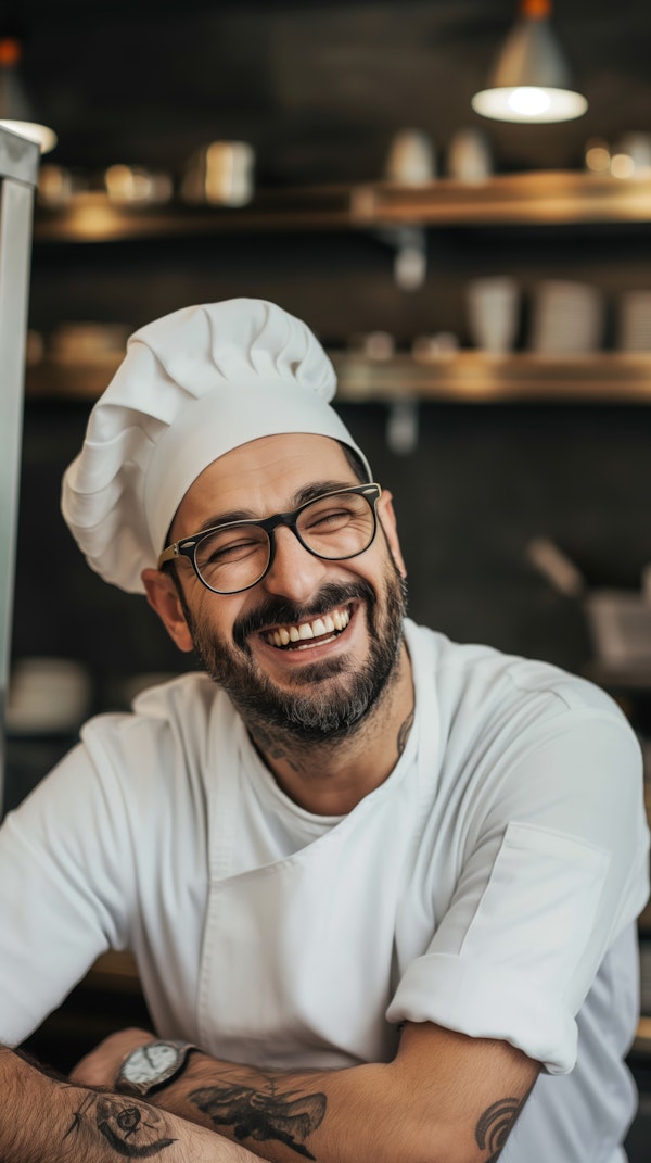 Joyful Chef in Kitchen