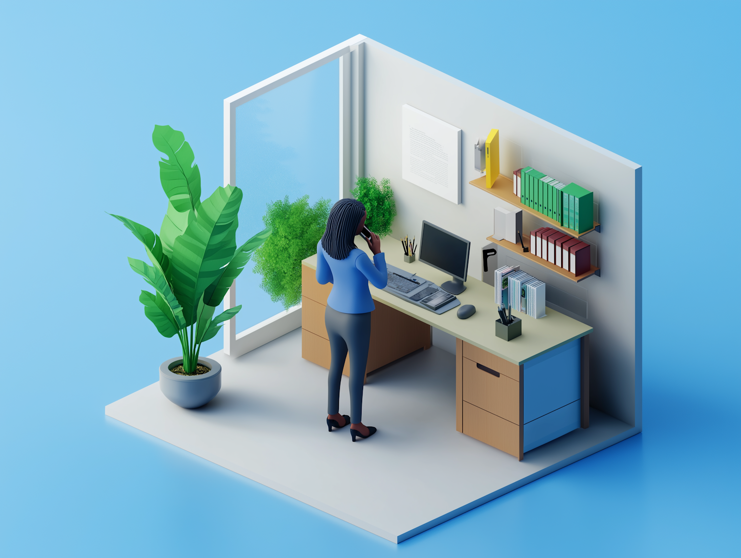 Stylized 3D Model of Modern Office