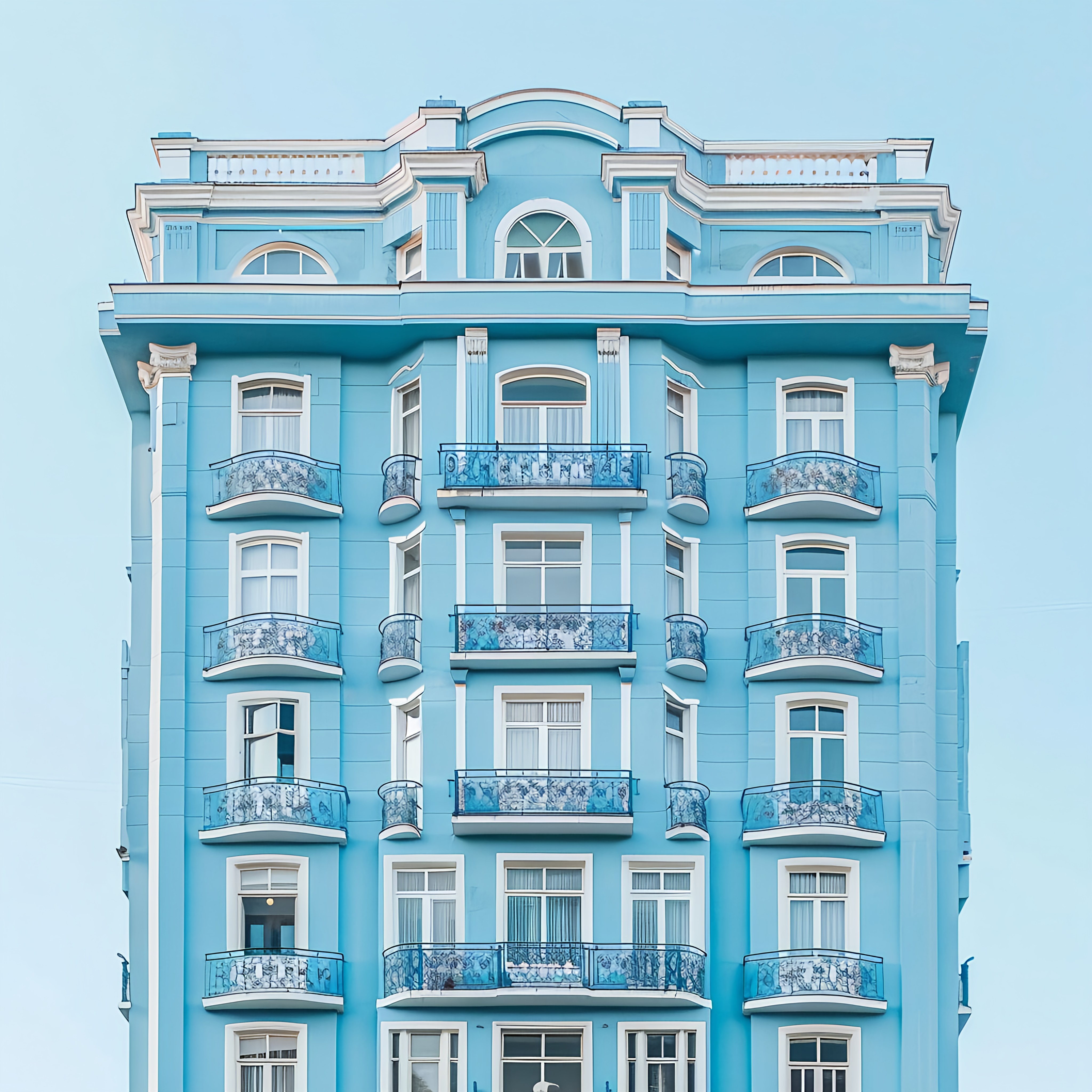 Symmetrical Blue Building Photo on Lummi