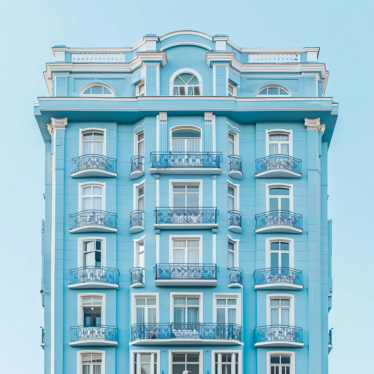 Symmetrical Blue Building