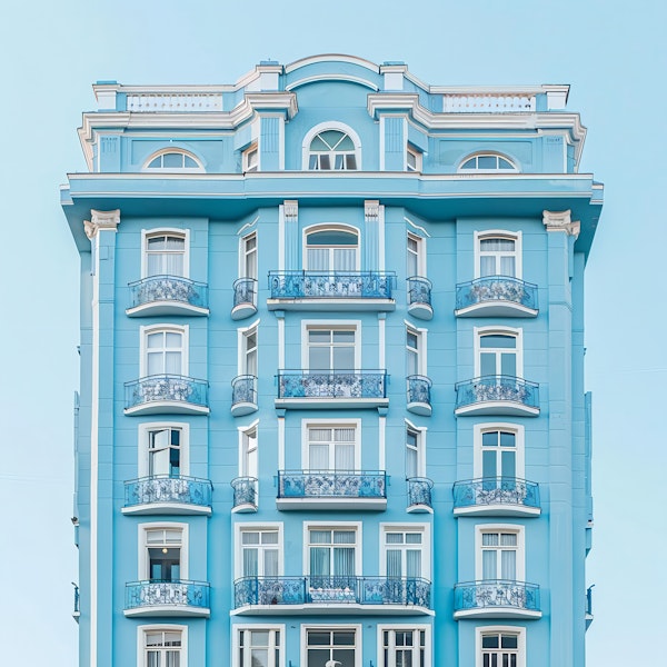 Symmetrical Blue Building