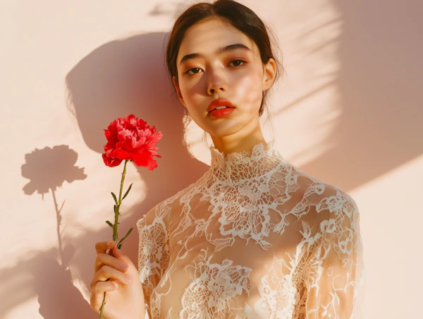 Woman with Red Flower