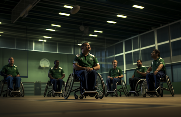 Wheelchair Team Spirit in Sports Hall