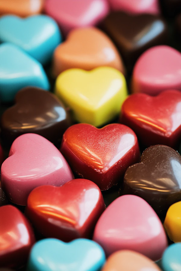 Vibrant Heart-Shaped Chocolates