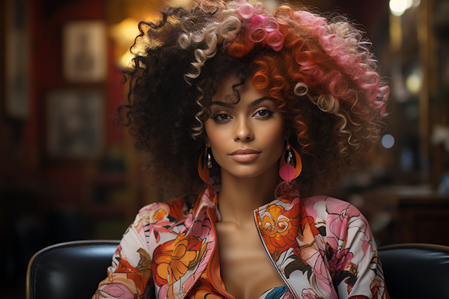 Vibrant Woman with Curly Hair