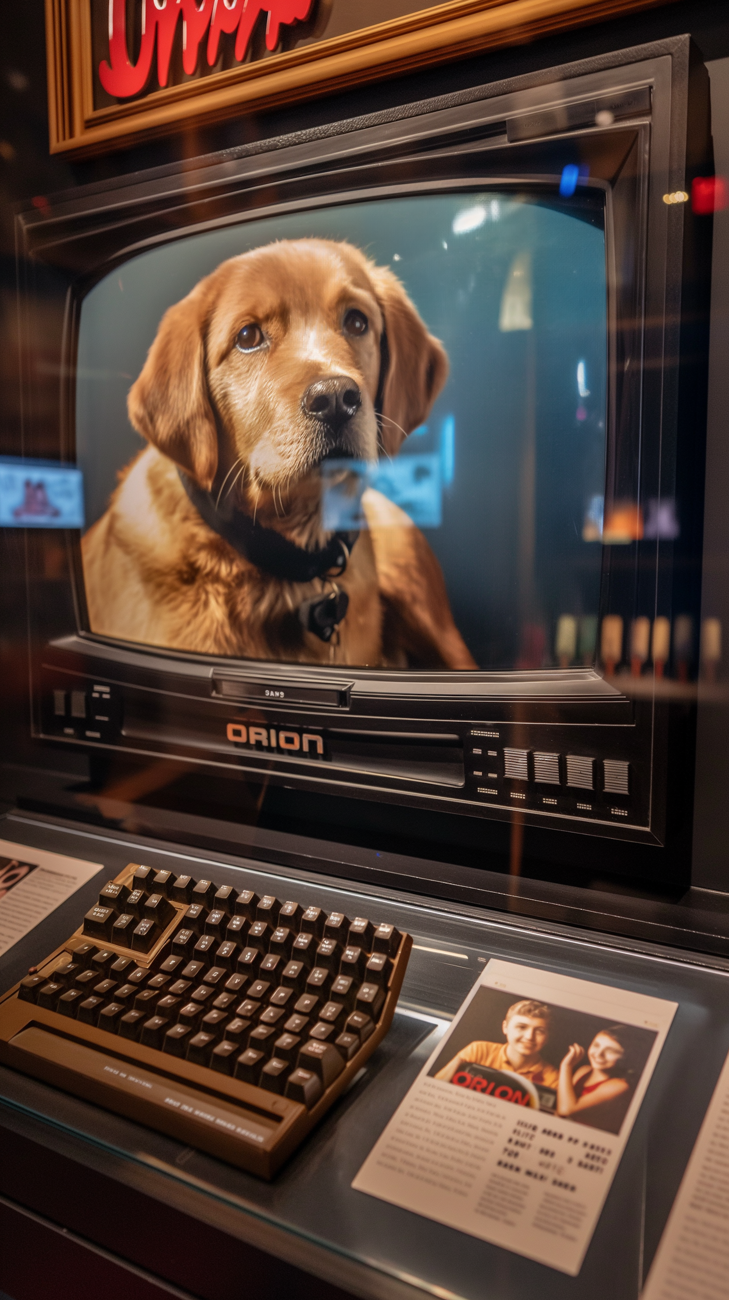 Retro Tech with Dog on Display