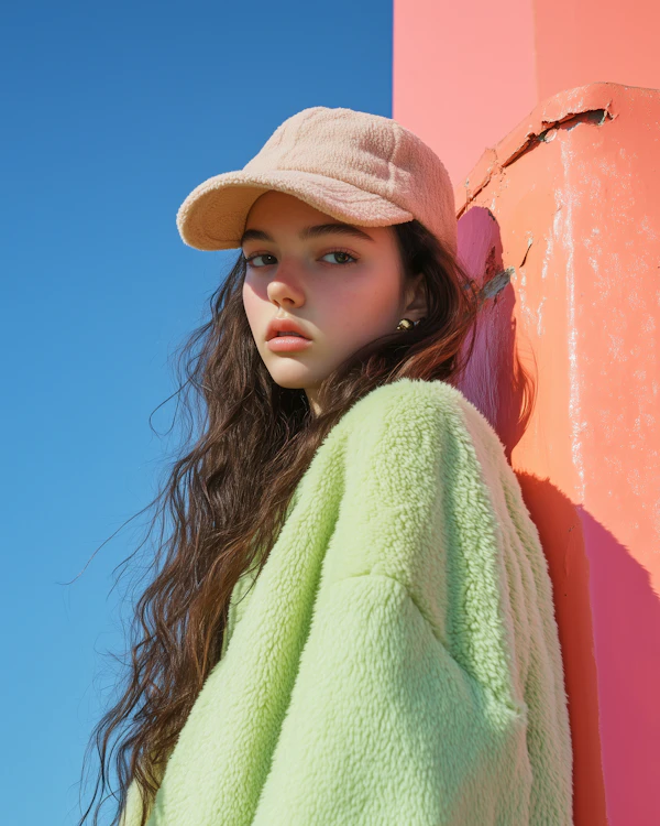 Young Woman Against Orange Wall
