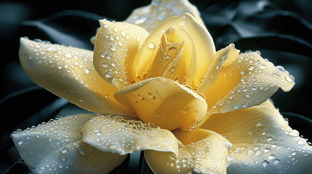 Yellow Rose with Water Droplets